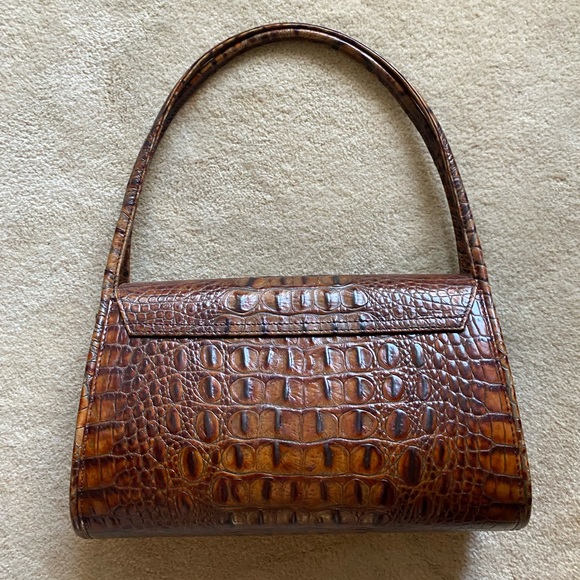 BESSO Brown Alligator Embossed Leather Handbag - Picture 5 of 11